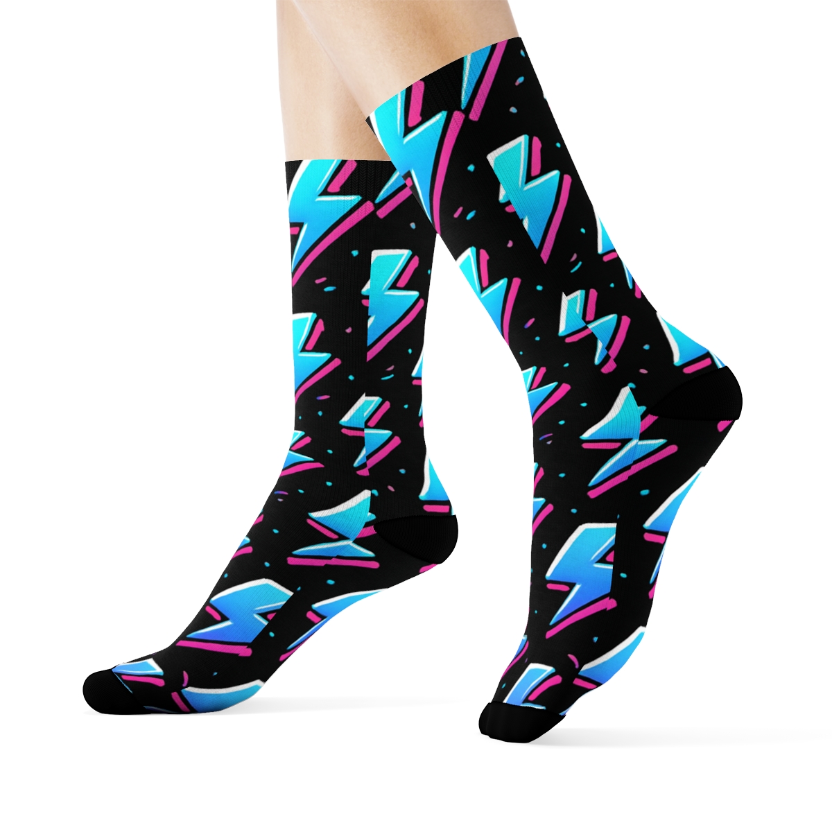 Neon Gradient Bolt Chevron Bands unique graphic crew socks