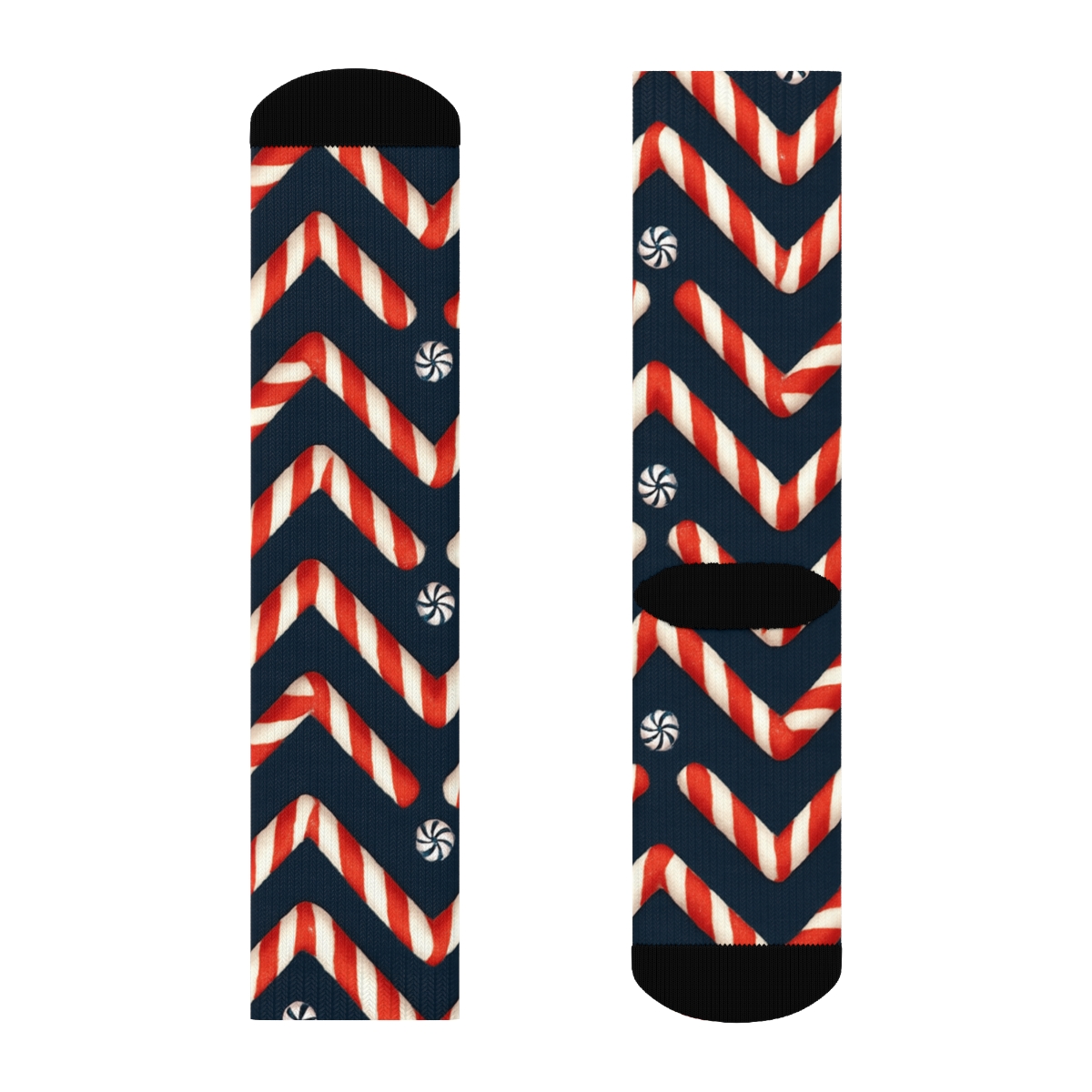 Starfield-Candy Canes Chevron Tiling soft everyday crew socks