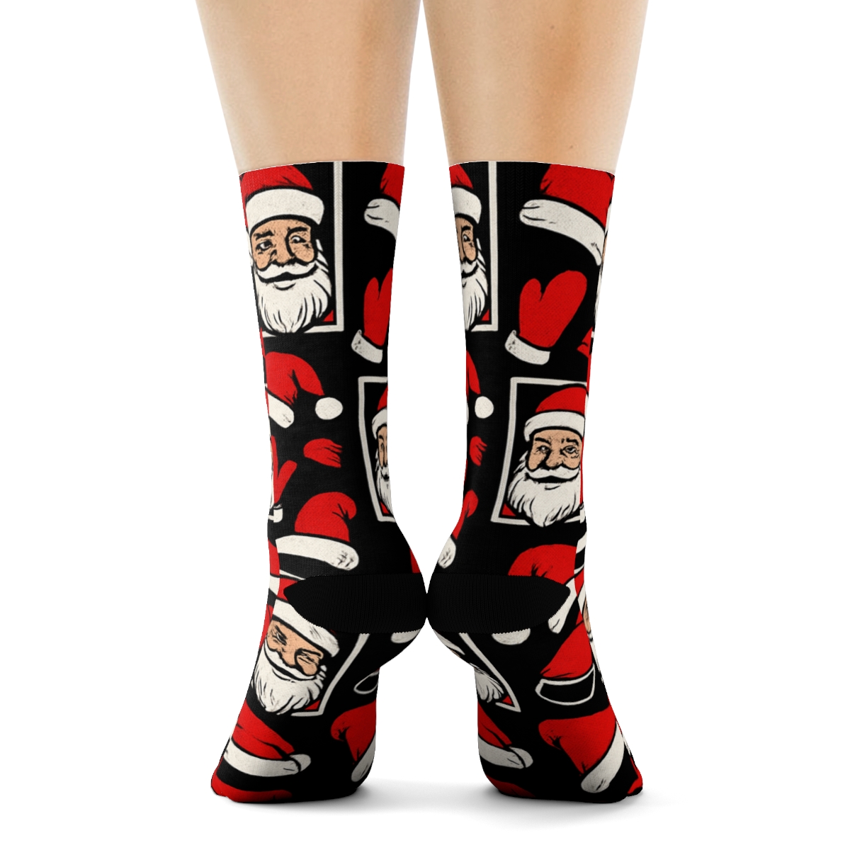 Pop Art Collage With Santa Chimney Moments personalized crew socks