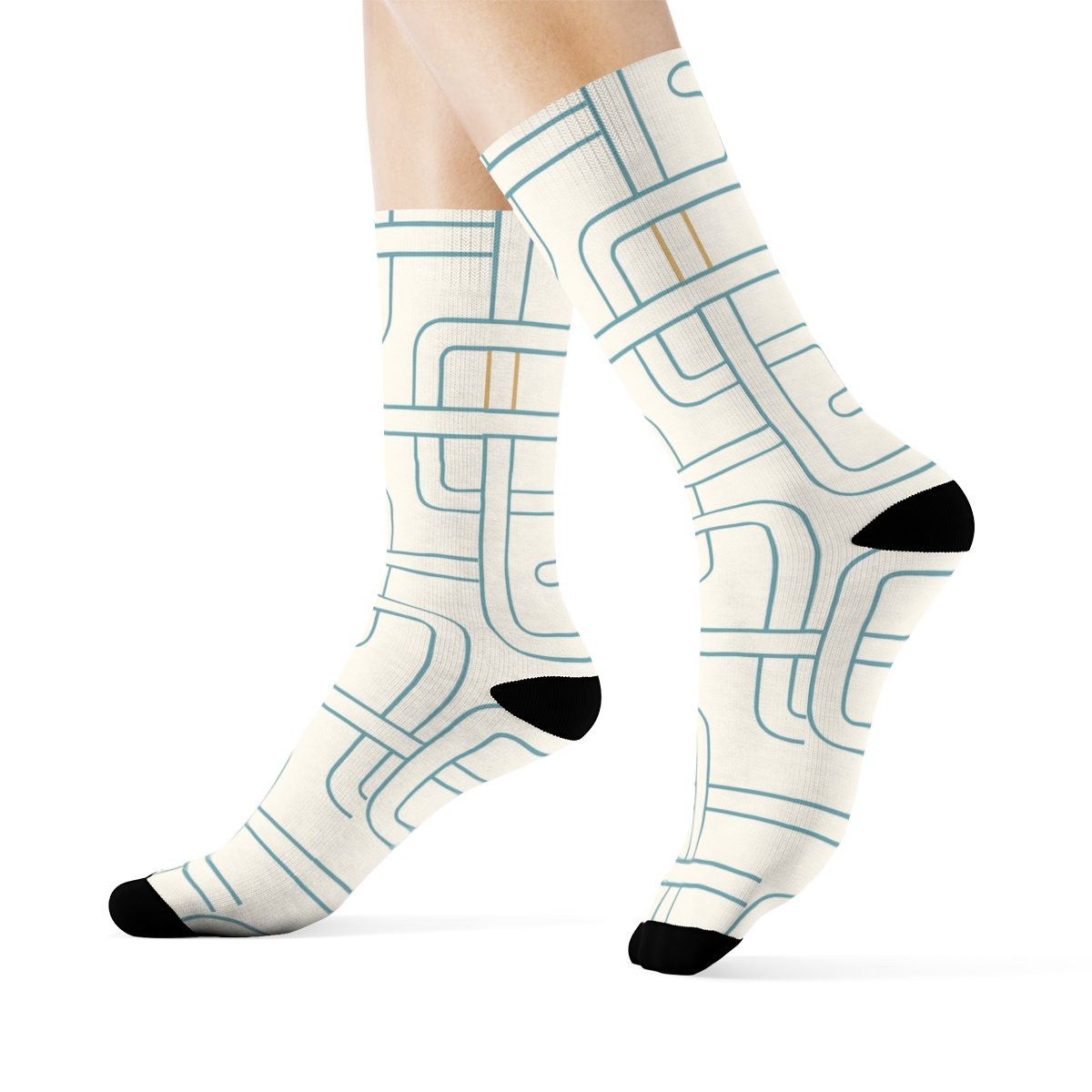 Interlaced Line Loop stylish athletic crew socks