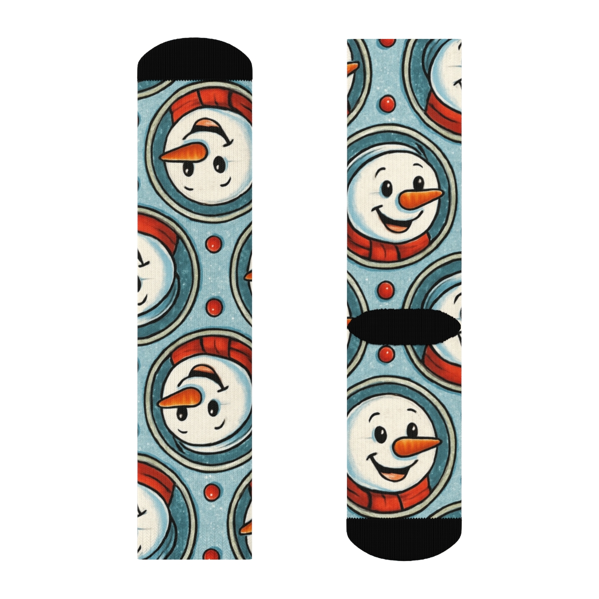 Xmas Snowman Medallions In Radial Repeat soft everyday crew socks