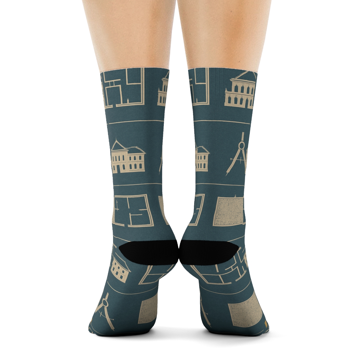 Blueprint Bands With Architect Icons unique graphic crew socks