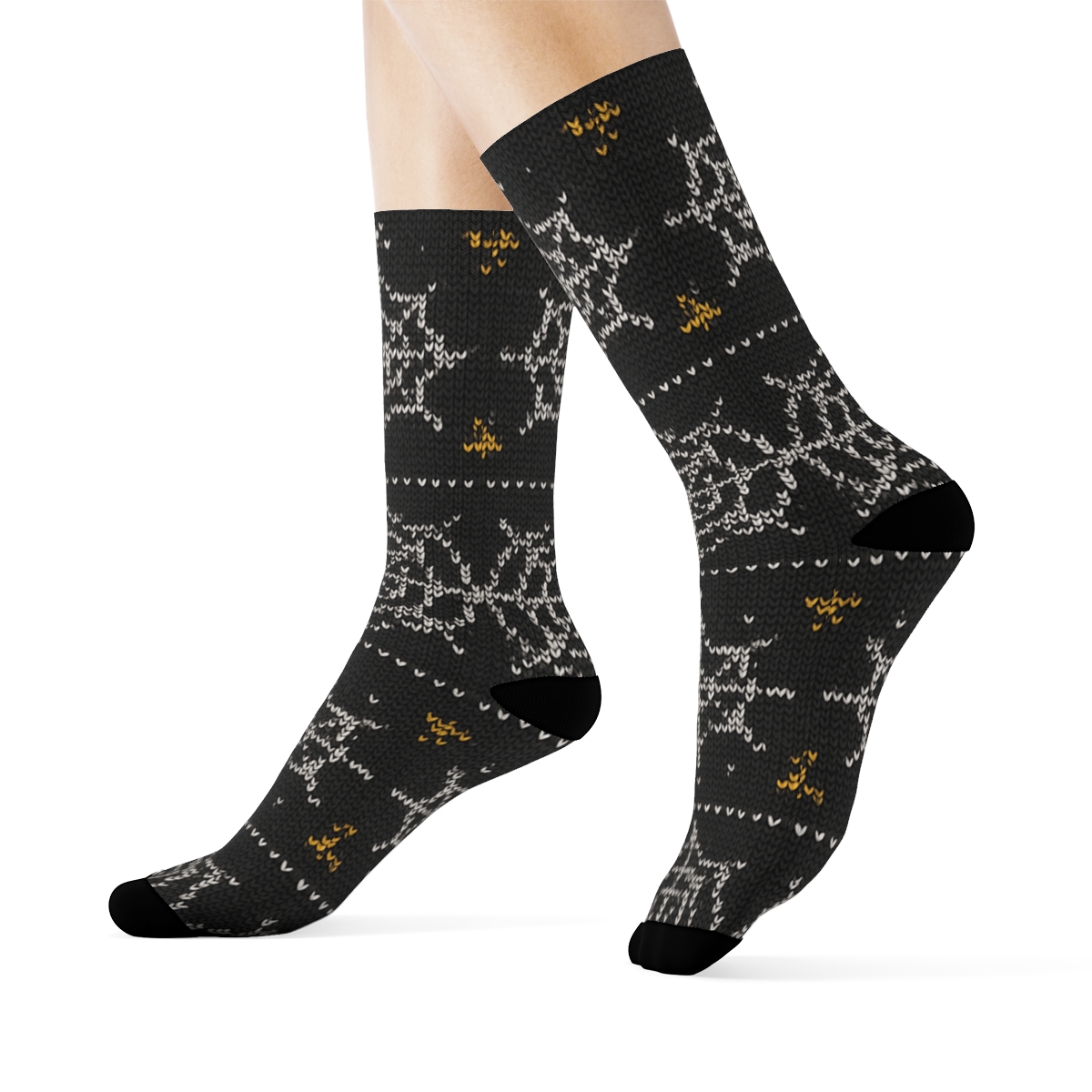 Knitted Spider Web Bands In Charcoal unique graphic crew socks