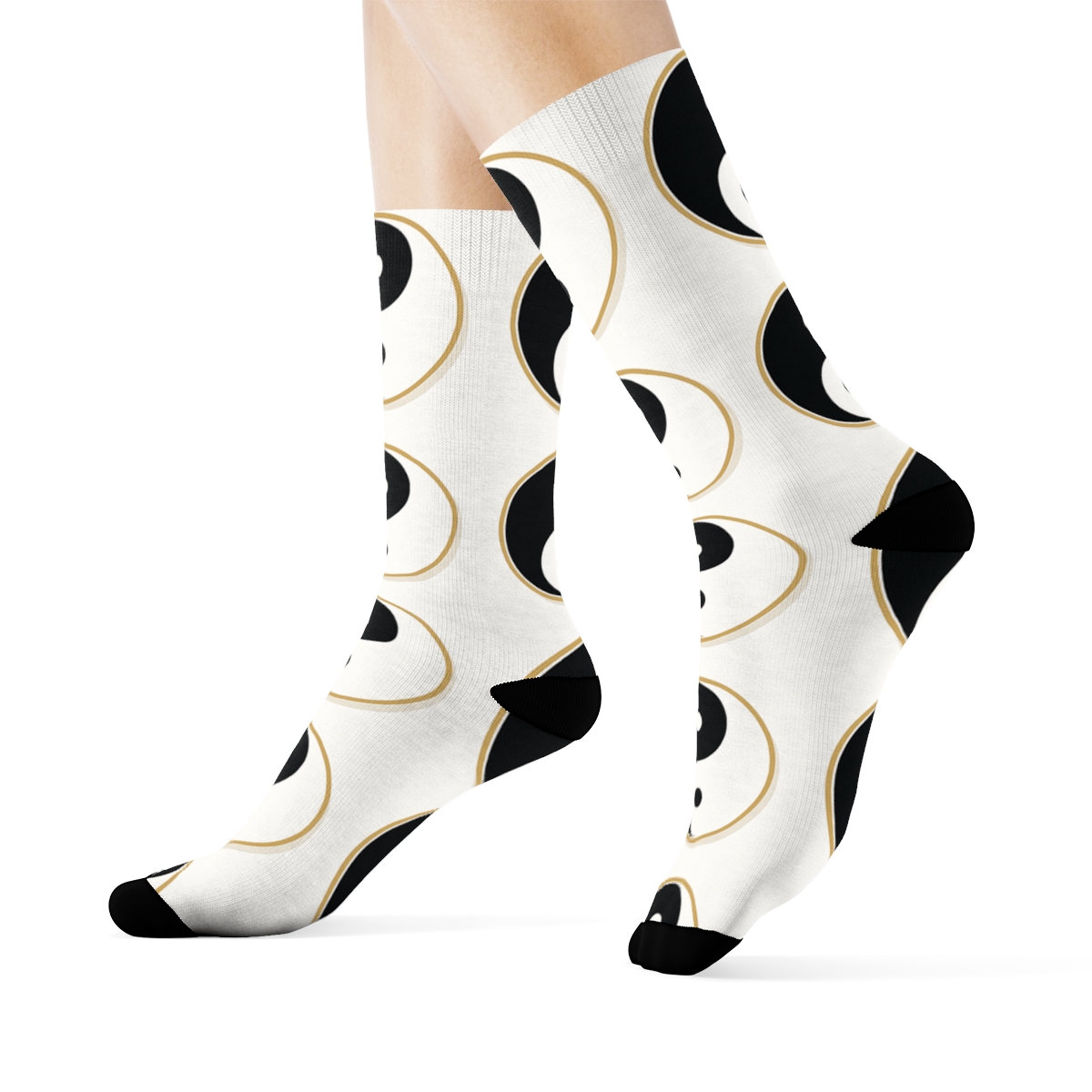 Taijitu Grid On White Field personalized crew socks