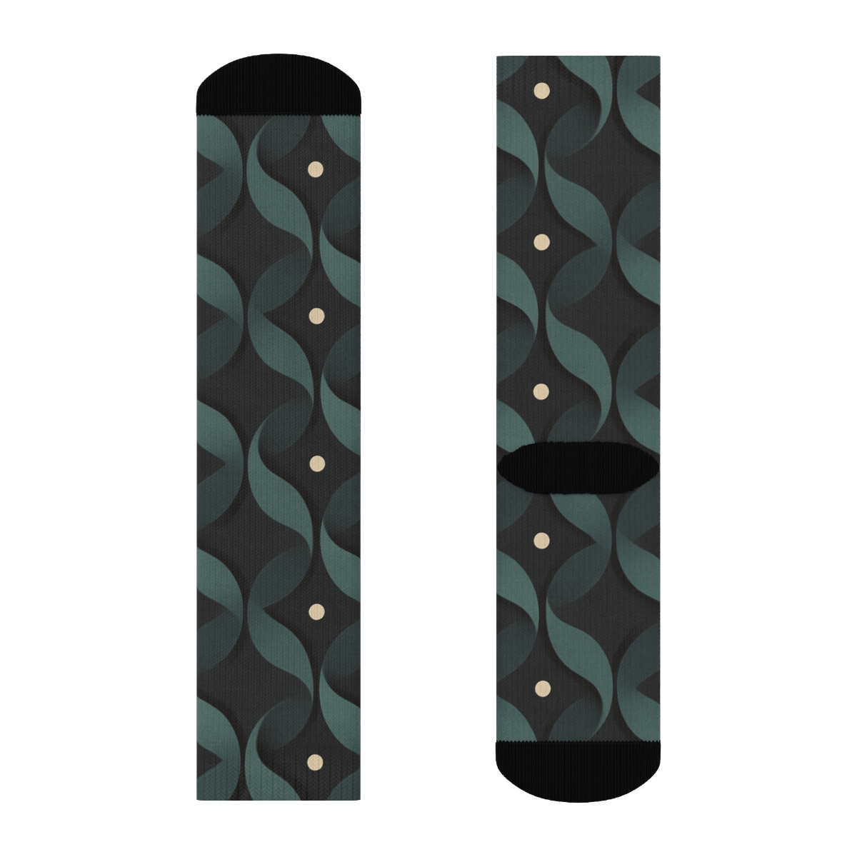 Interlocking Teardrop Tessellation On Charcoal custom crew socks