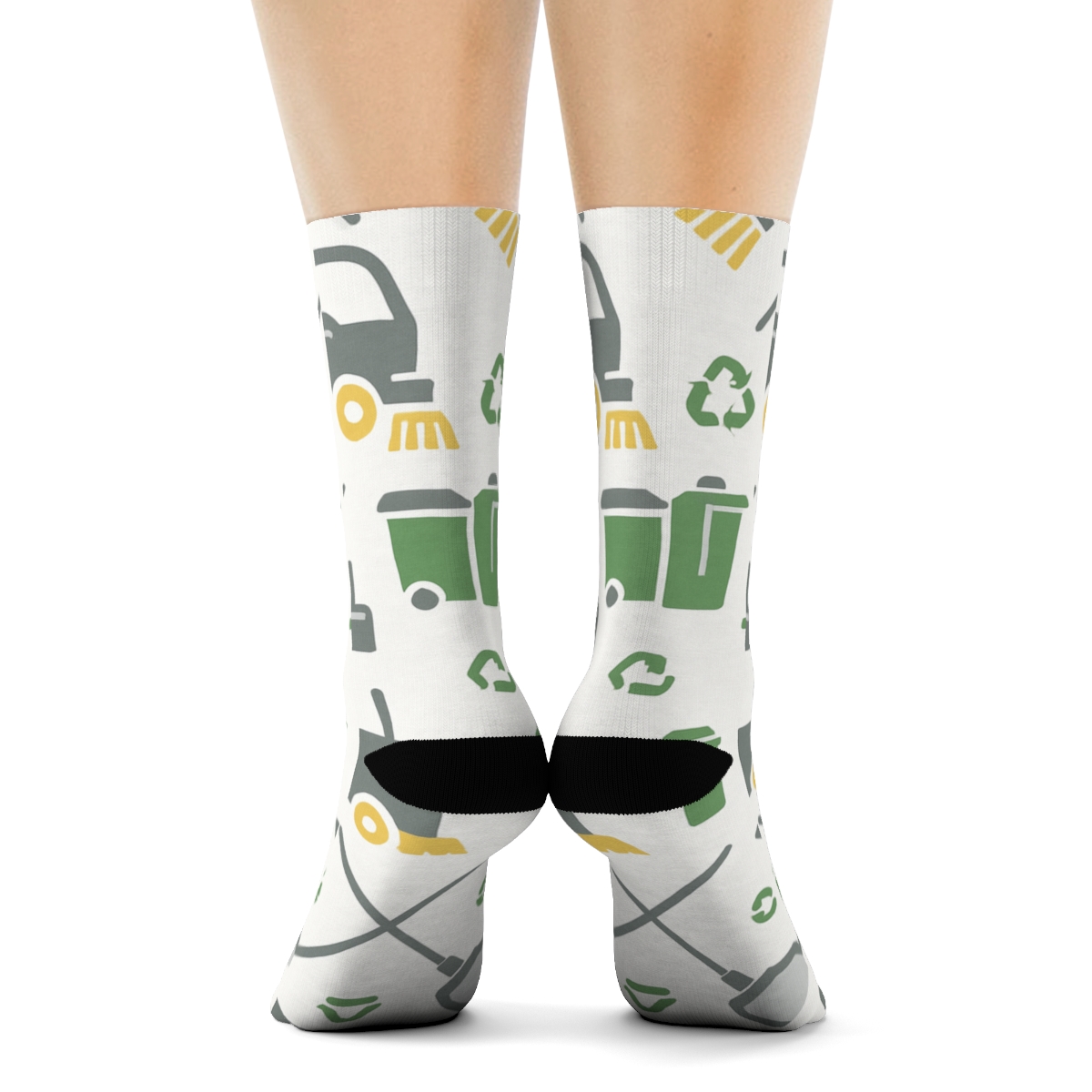 Garbage Collector Grid Of Street Sweeper Icons comfortable cotton crew socks