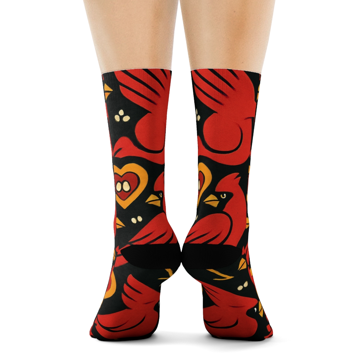 Cardinal Wing Tessellation On Black trendy patterned crew socks