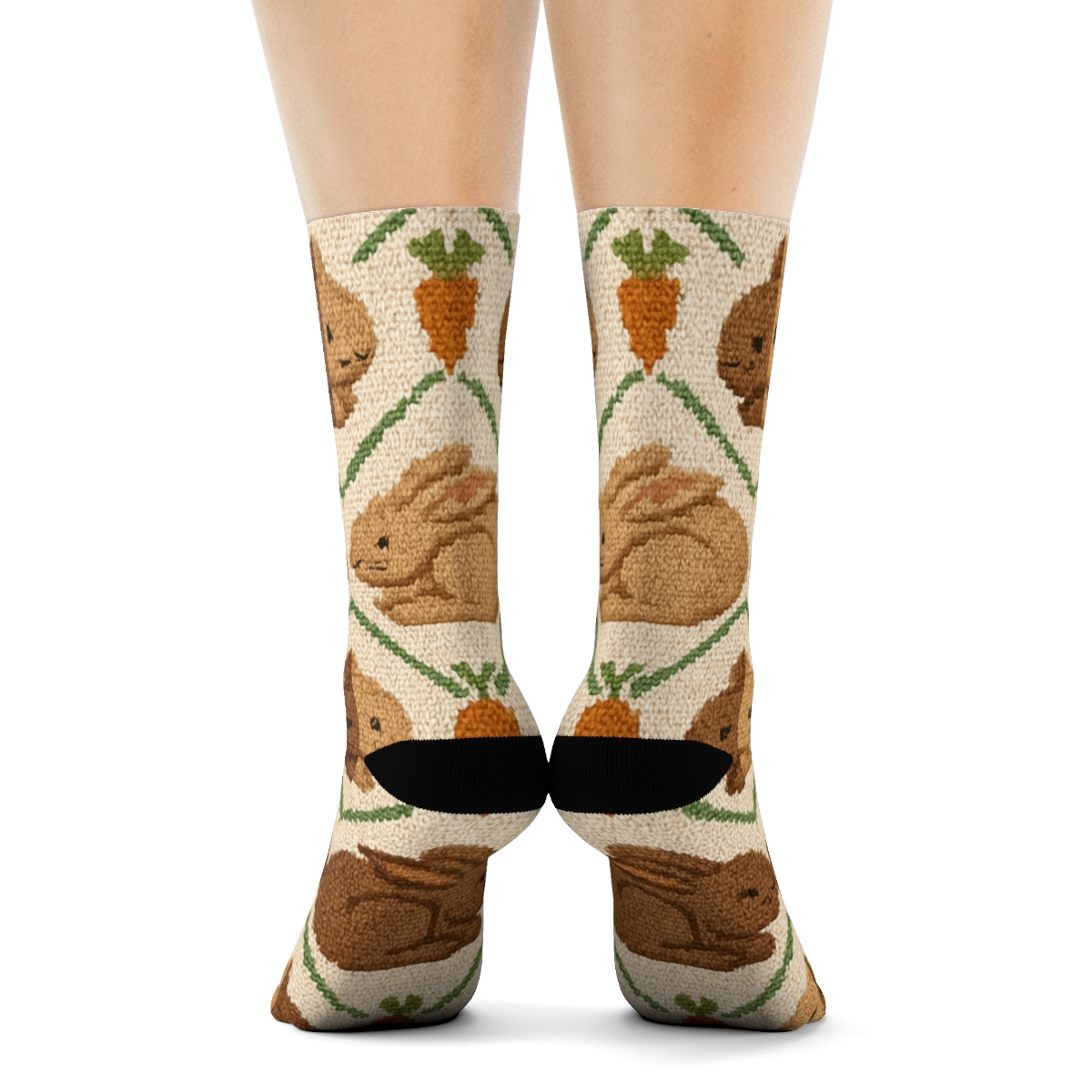 Knitted Meadow Rabbit Lattice custom crew socks