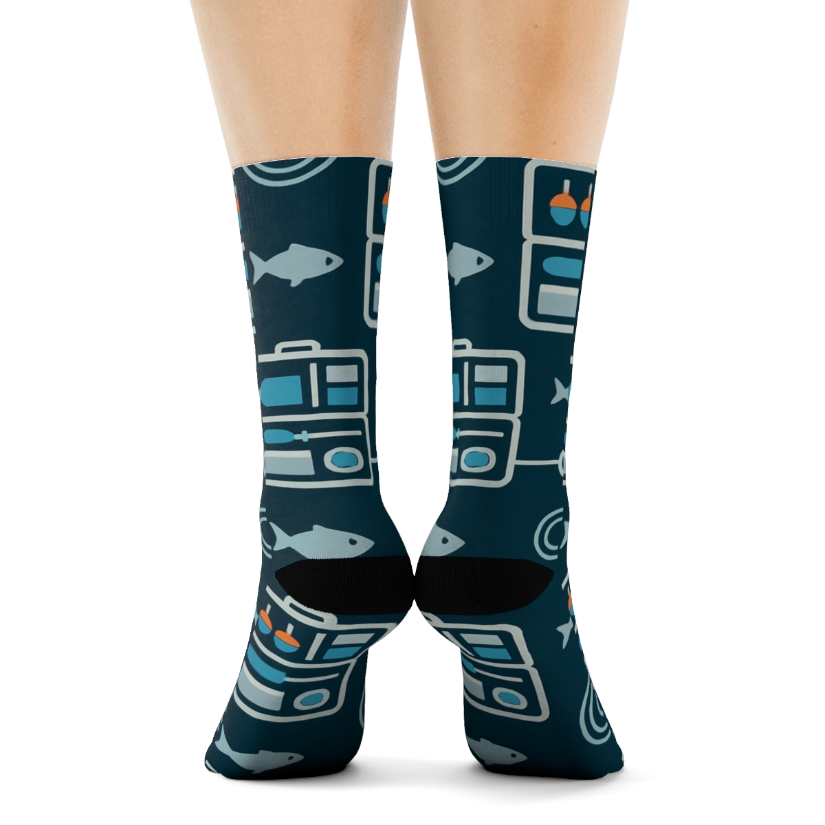 Tackle Box Lattice With Fisher Icons stylish athletic crew socks