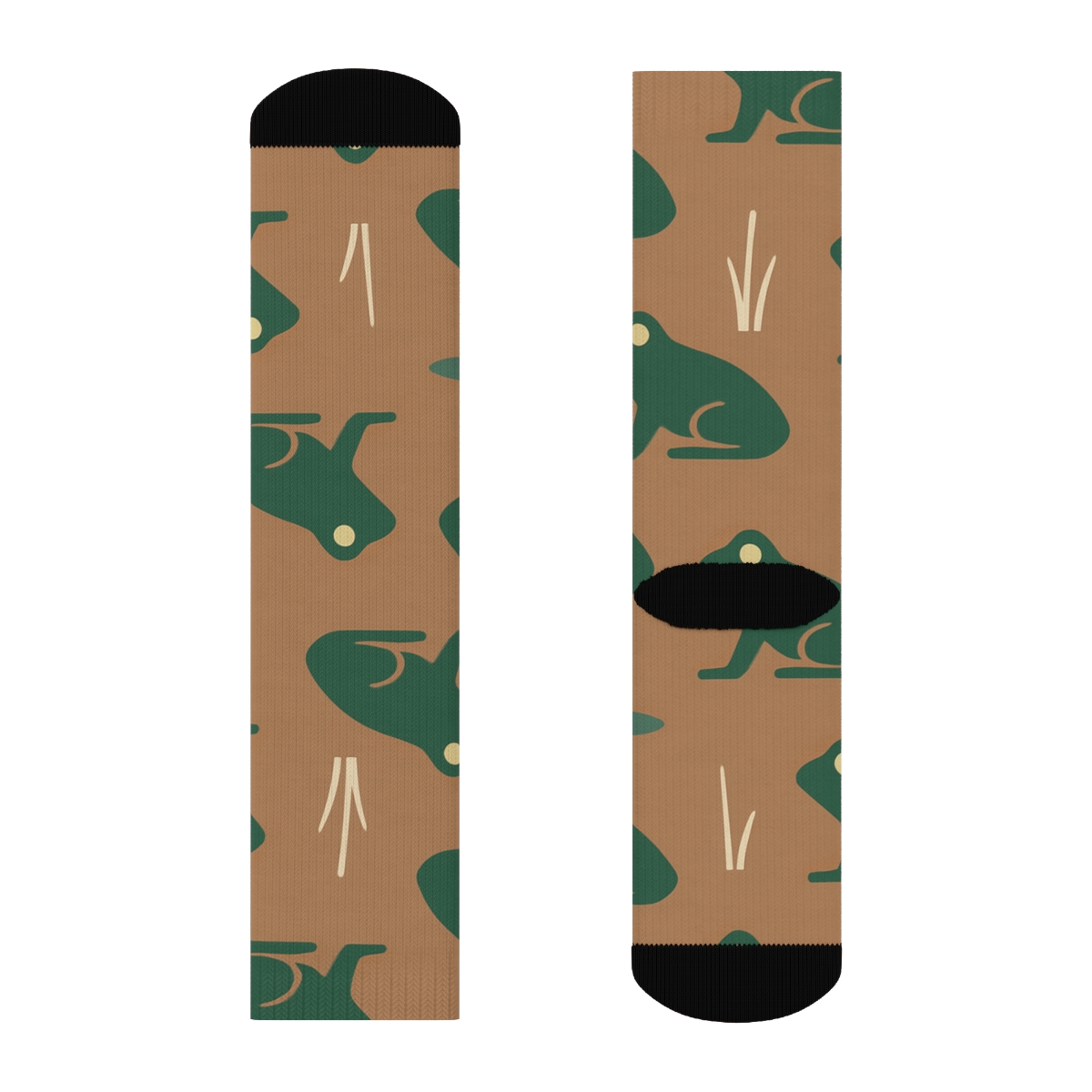 Minimal Wetland Icons With Frog Rhythm custom crew socks