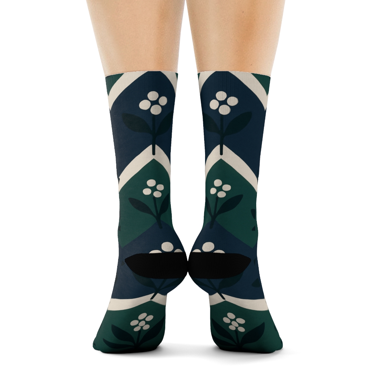 Modern Chevron Bands With Mistletoe Ribbon Ties personalized crew socks