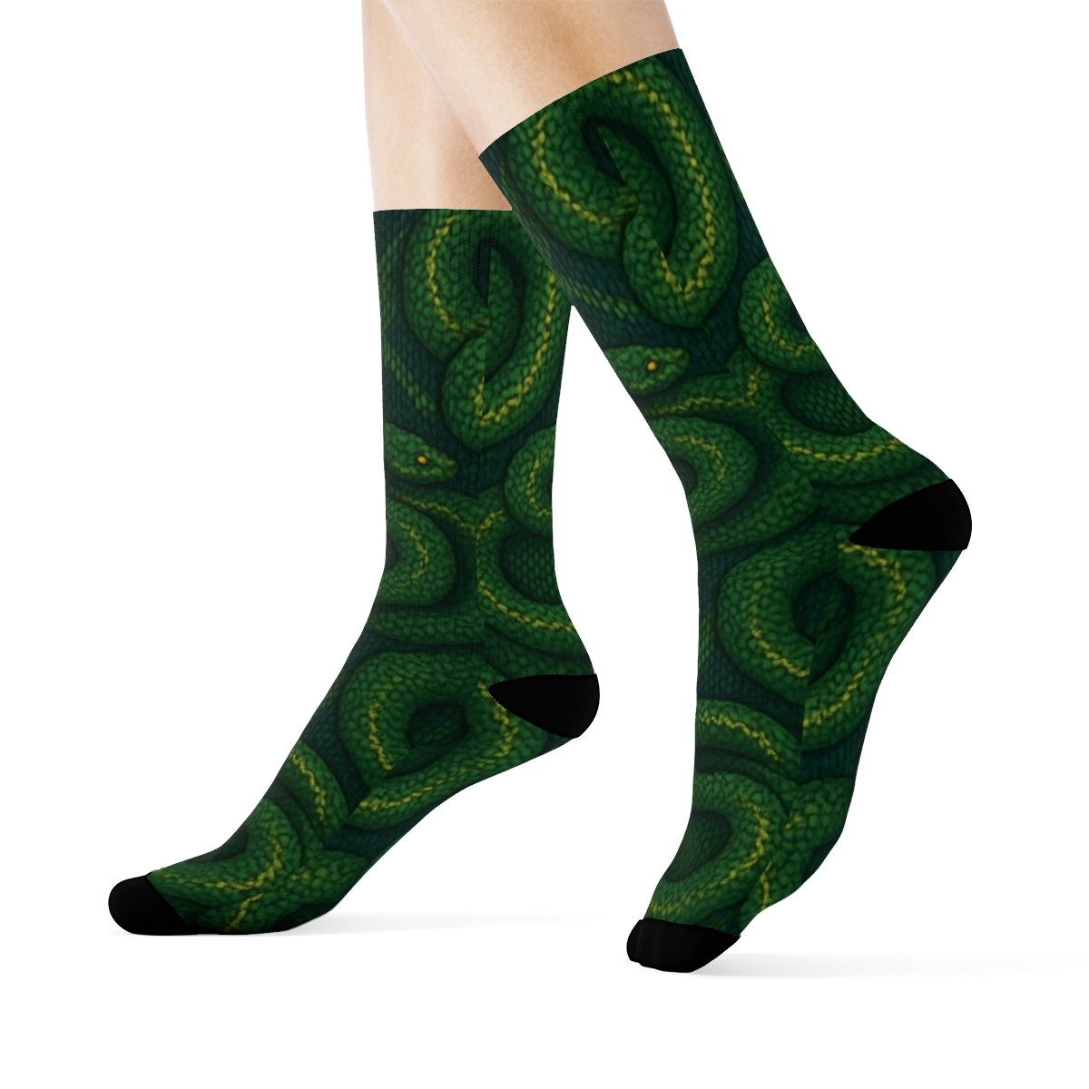 Scale-Weave Snake Knit Illusion unique graphic crew socks