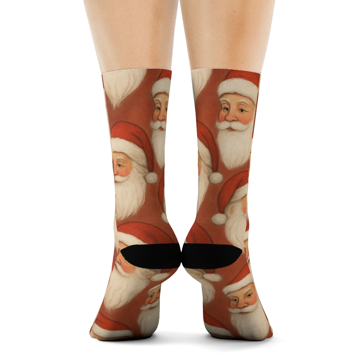 Beard Stripe Santa Portrait Repeat custom crew socks
