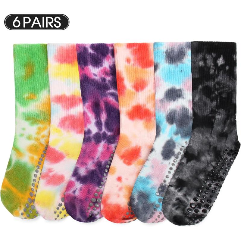 6 Pairs Non-Slip Tie Dye Socks