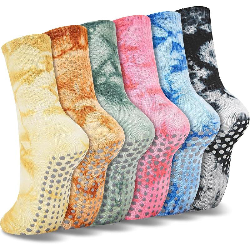 6 Pairs Non-Slip Tie Dye Socks