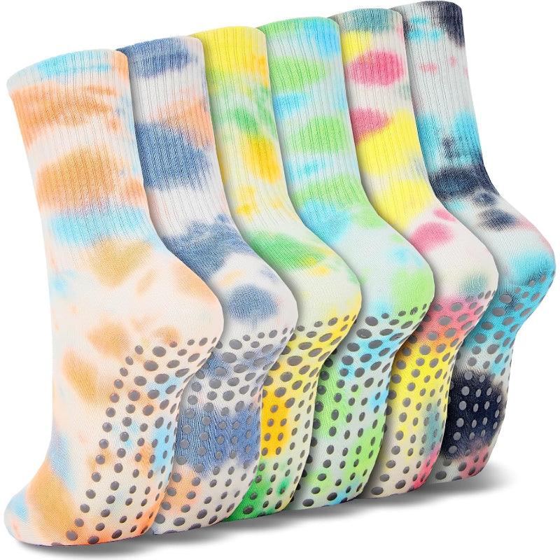 6 Pairs Non-Slip Tie Dye Socks