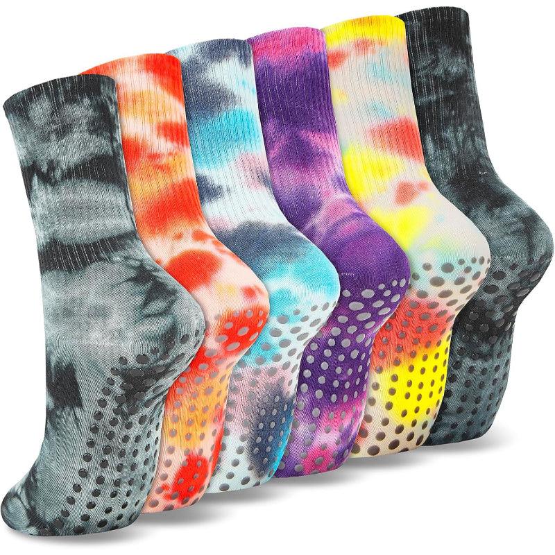 6 Pairs Non-Slip Tie Dye Socks