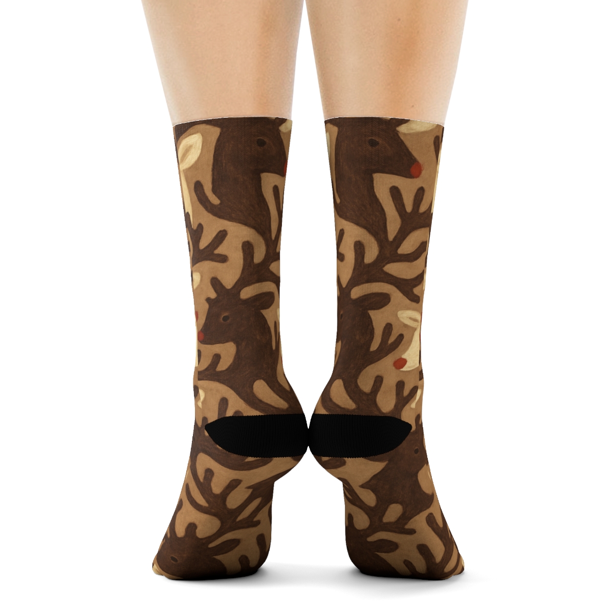 Reindeer Antler Xmas Tessellation soft everyday crew socks