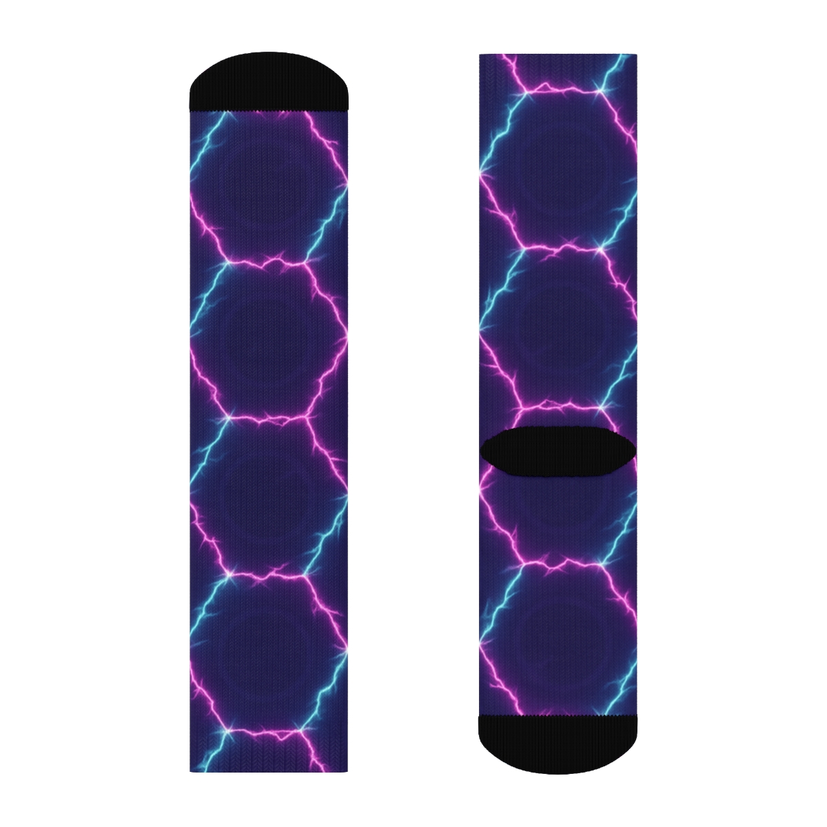 Neon Arc Tessellation On Deep Indigo unique graphic crew socks