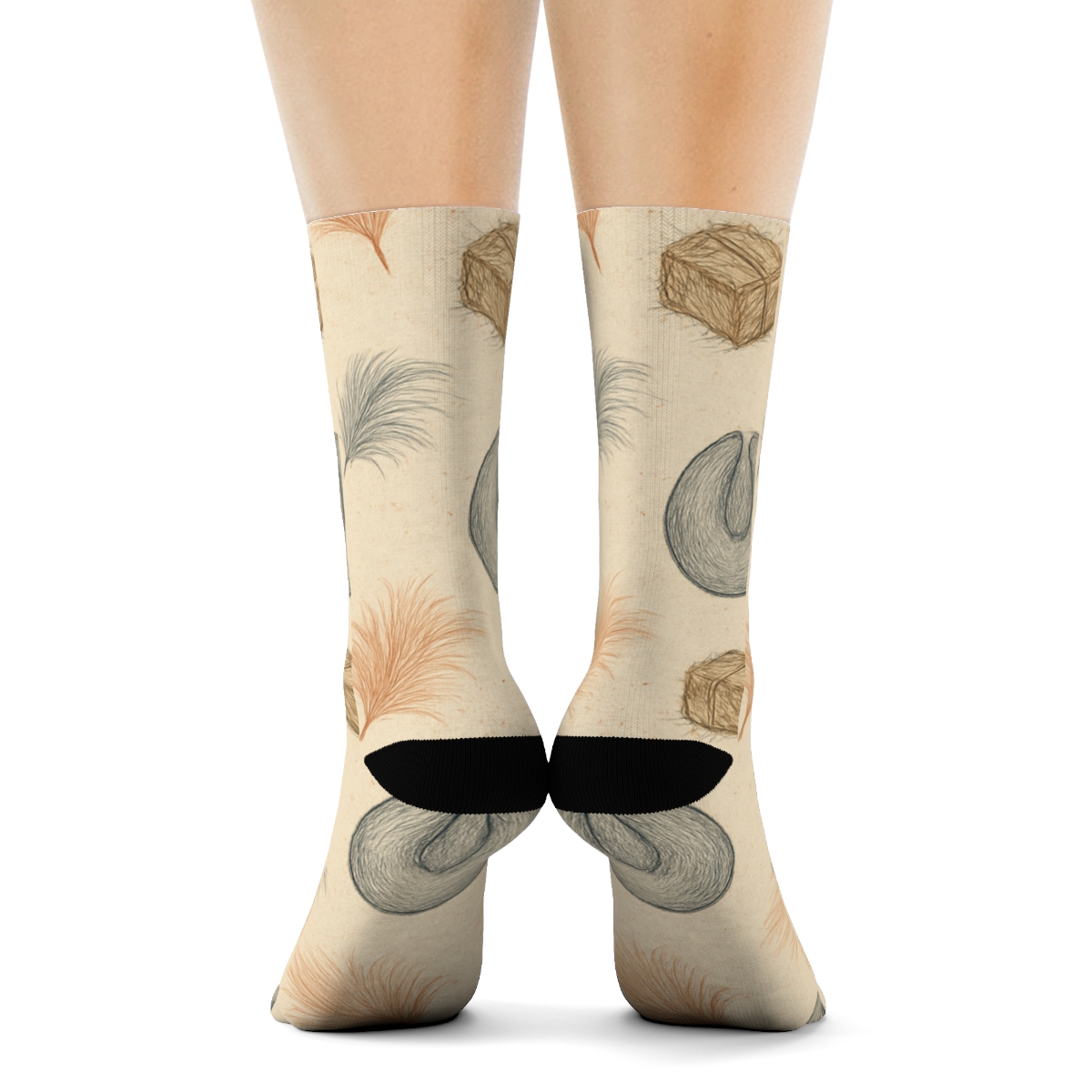 Vintage Naturalist Poster Pony Hoof Print Scatter stylish athletic crew socks