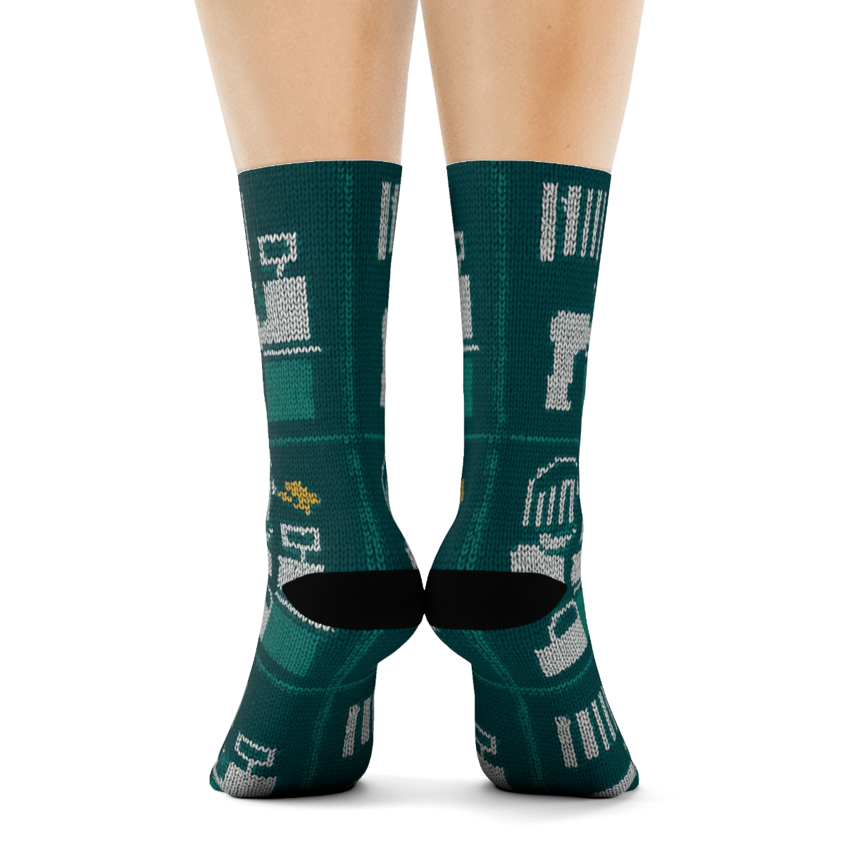 Cashier Checkout Tapestry Grid designer printed crew socks