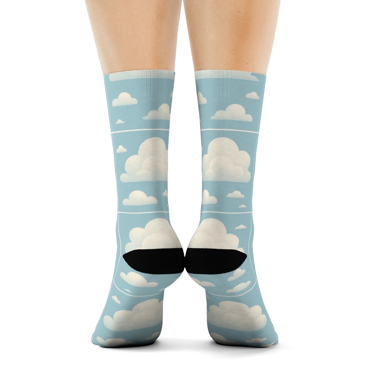 Cumulus Grid On Sky Blue unique graphic crew socks