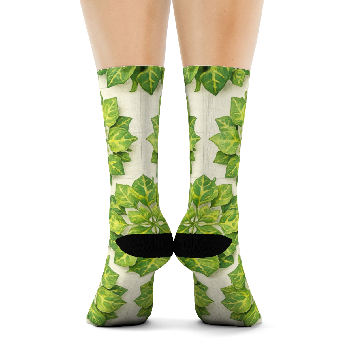 Variegated Ivy Medallion Tiles On Pale Cream premium sports crew socks