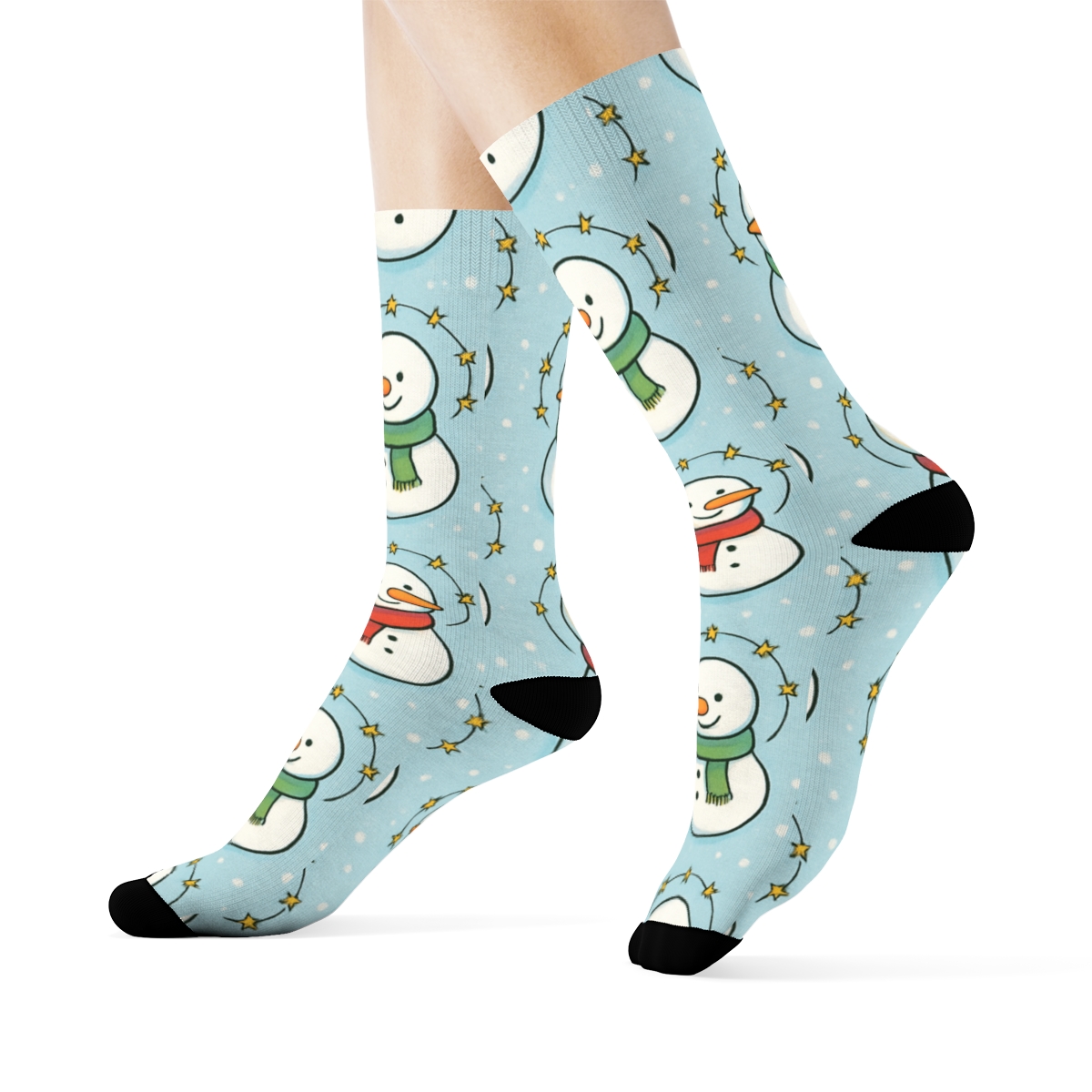 Snowman Constellation Xmas Parade comfortable cotton crew socks