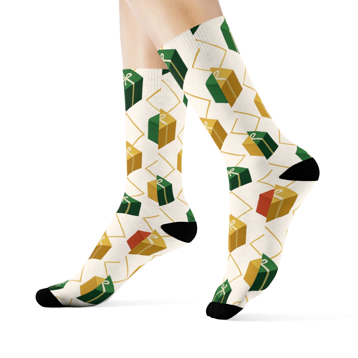 Presents Parade Ribbon Grid custom crew socks