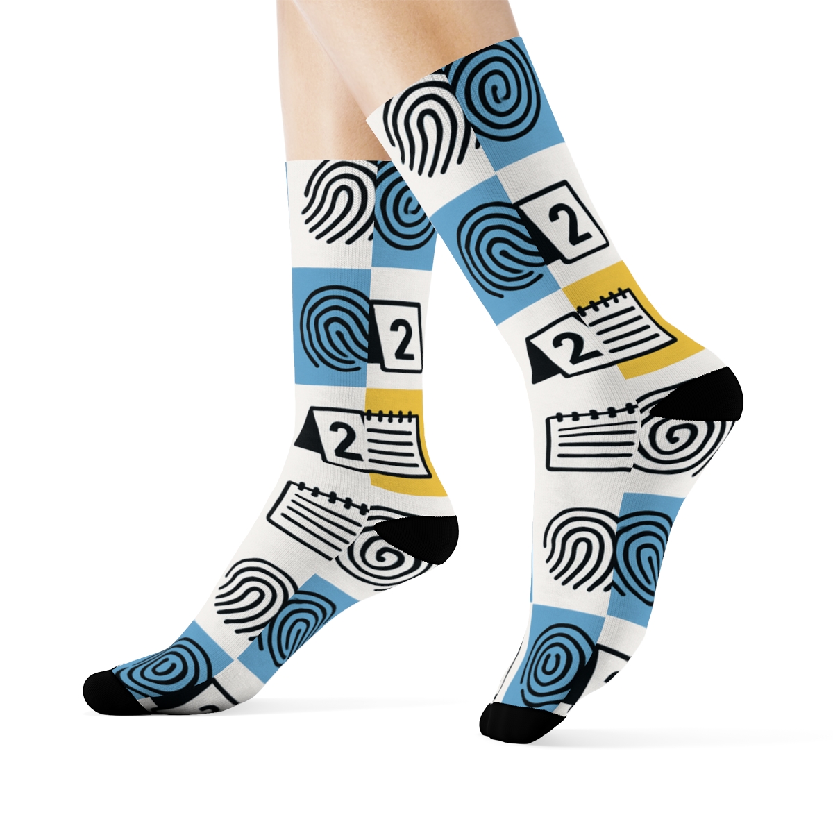 Hidden Evidence Grid With Police Detective Motifs premium sports crew socks