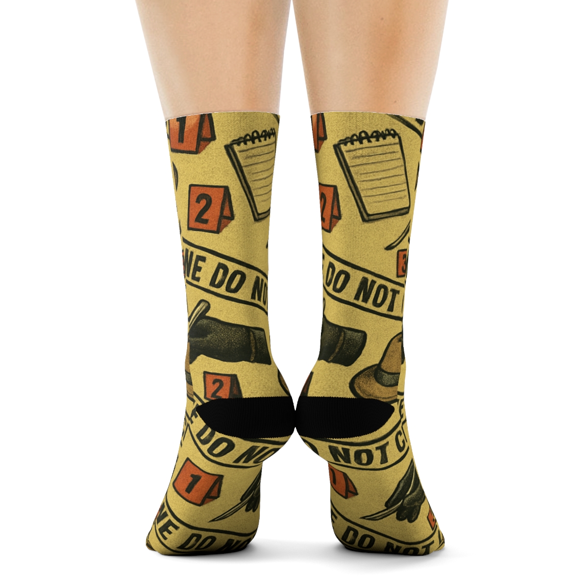 Crime Scene Investigator Tape Wave Collage Pattern personalized crew socks