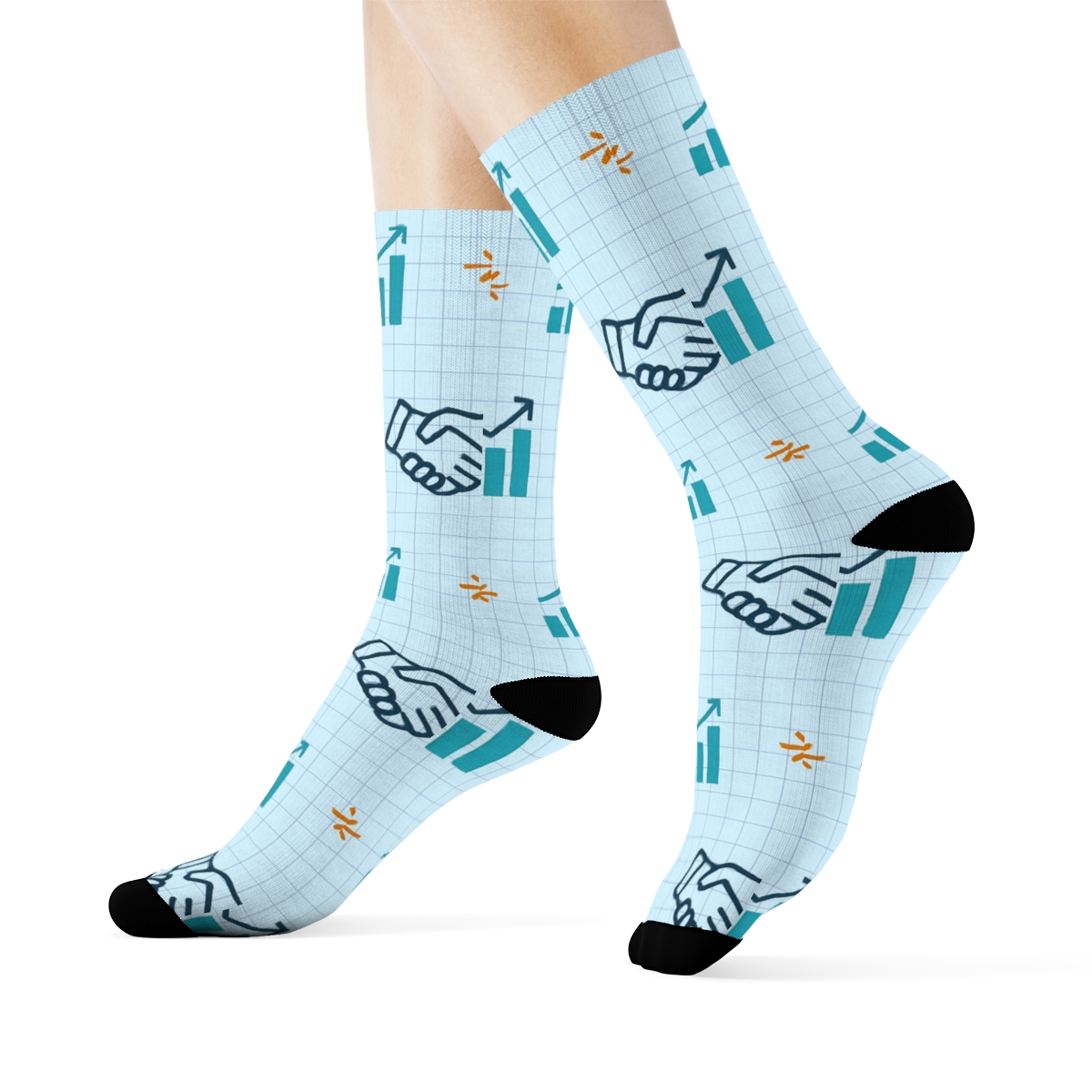 Sky Blue Handshake Rhythm For Salesperson soft everyday crew socks
