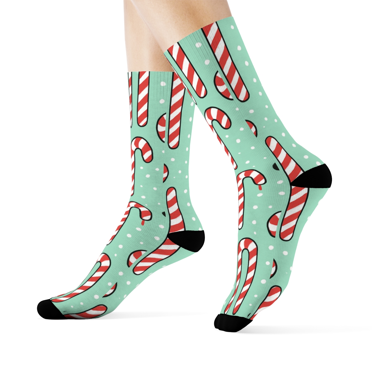 Panda Candy Cane Stripe Band premium sports crew socks