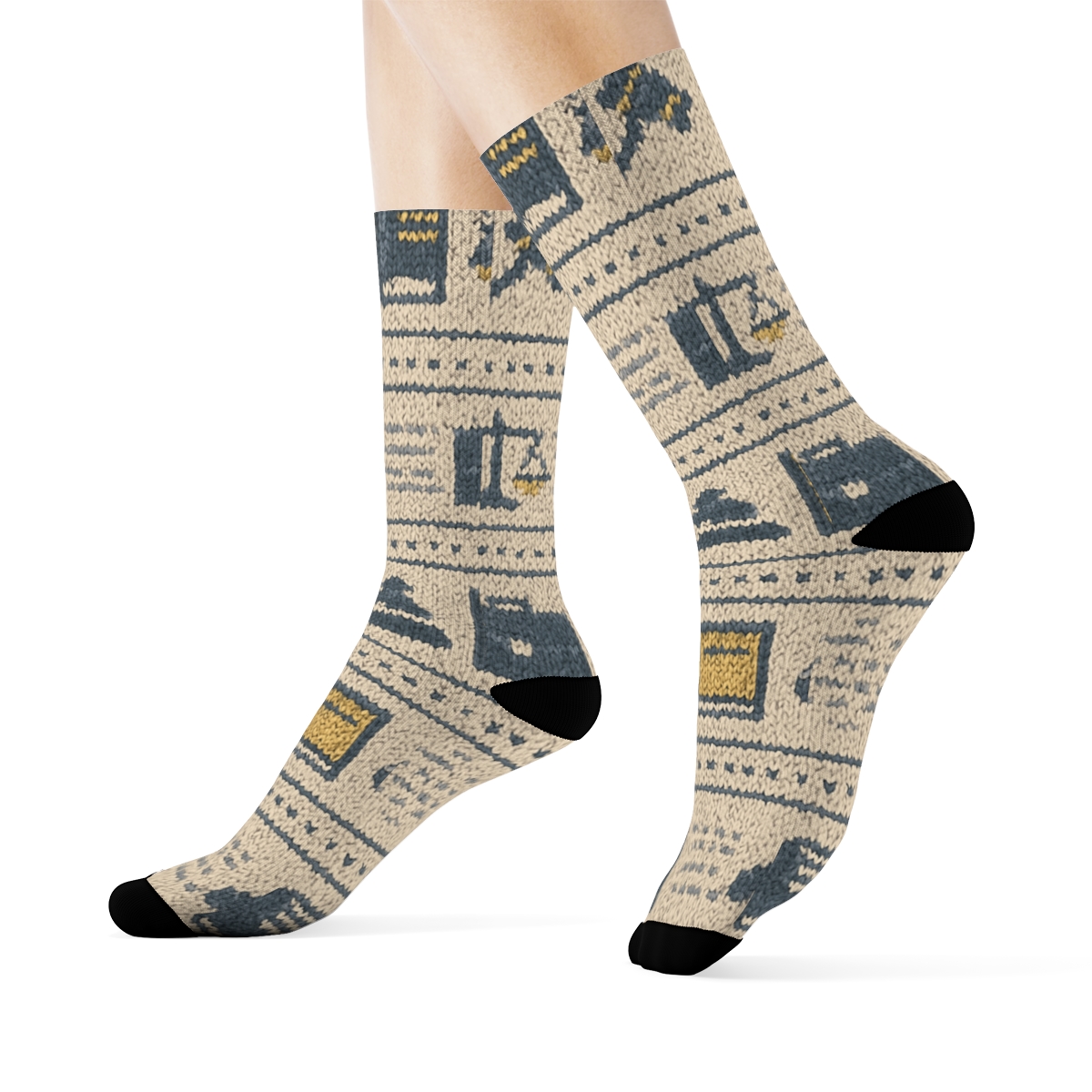 Knitted Paralegal Motif Bands With Legal Text premium sports crew socks
