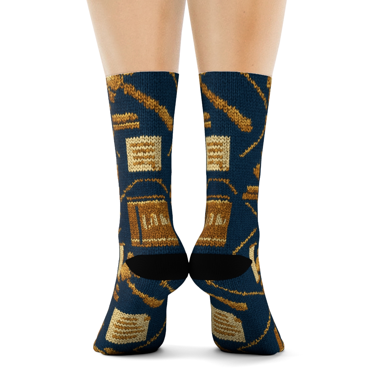 Lawyer Gavel Knit Tessellation designer printed crew socks