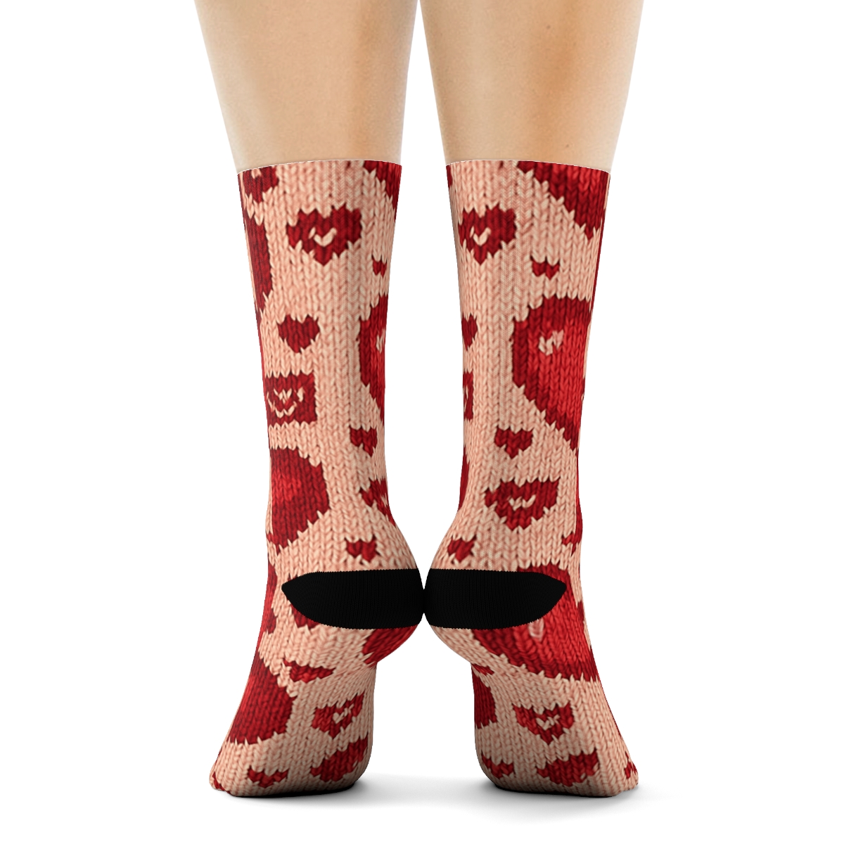 Knitted Illusion Heart Weave In Valentines personalized crew socks