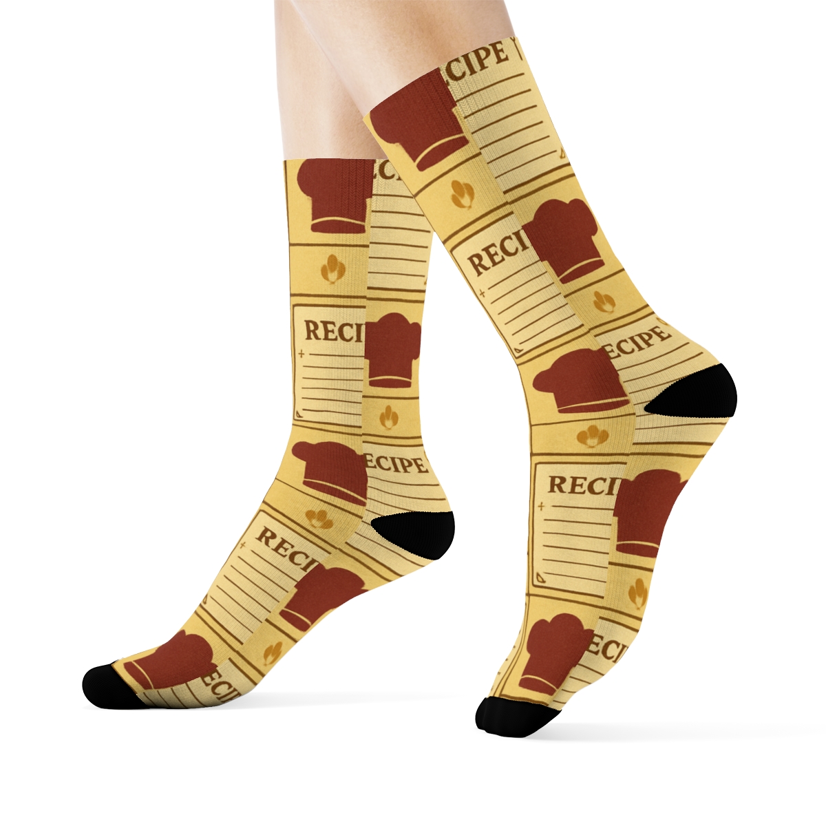 Recipe Card Rhythm With Chef Motifs trendy patterned crew socks