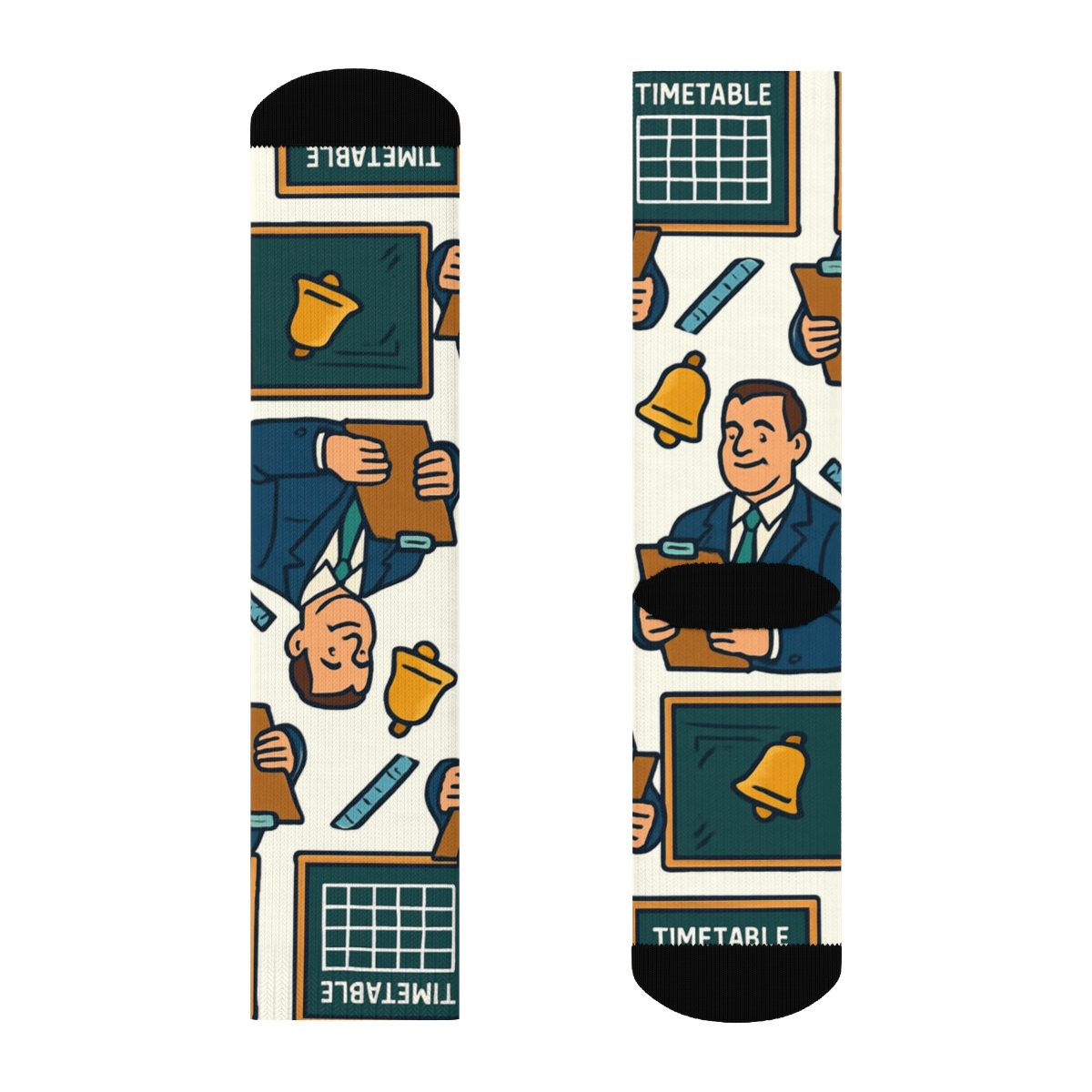 School Principal Leadership Chalkboard Grid unique graphic crew socks