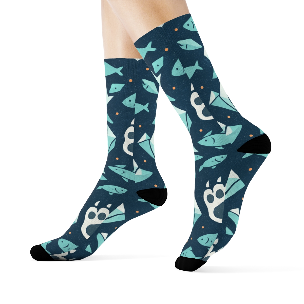 Iceberg Lattice With Polar Bear Paws designer printed crew socks