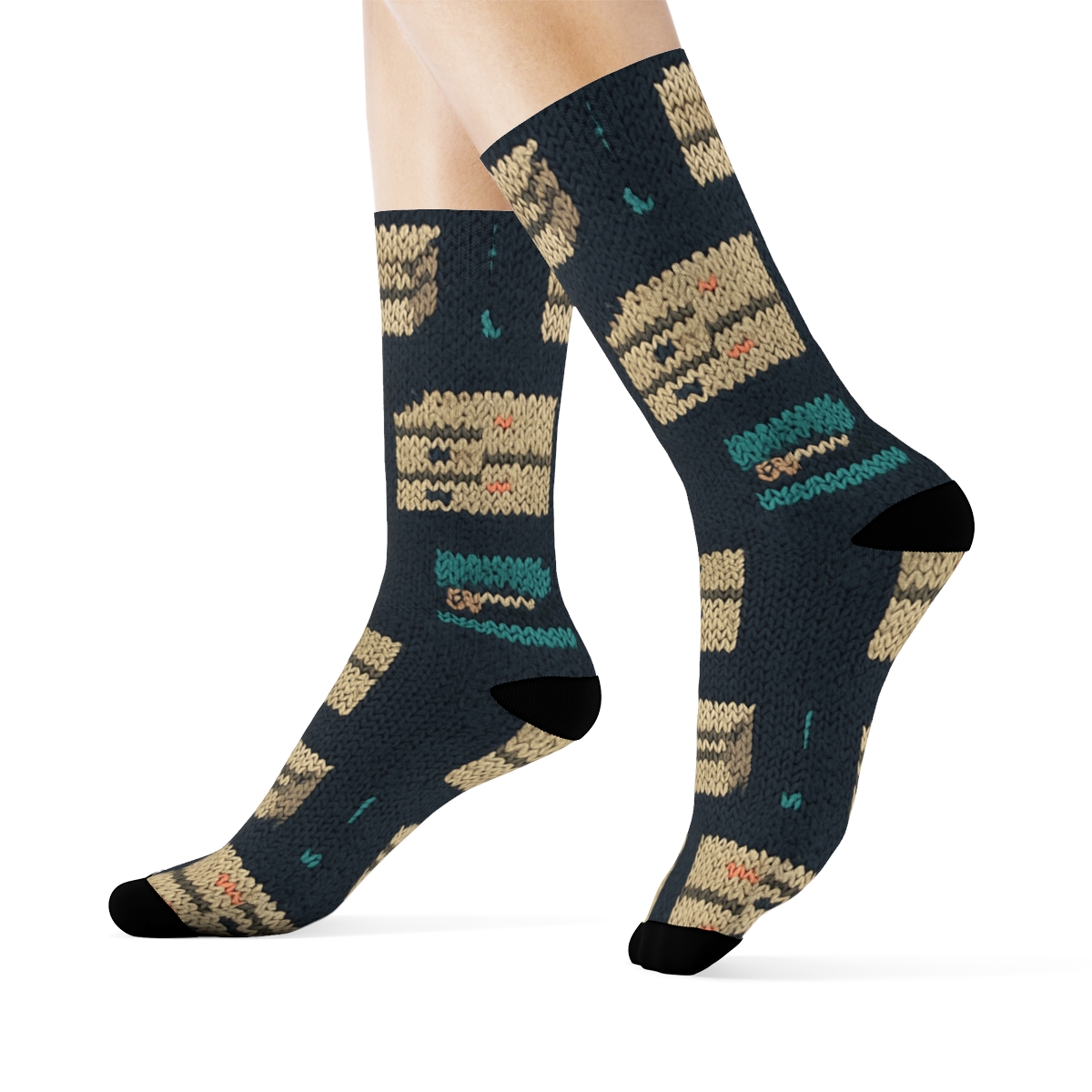 Office Manager Knitted Checkered Supply Bands designer printed crew socks