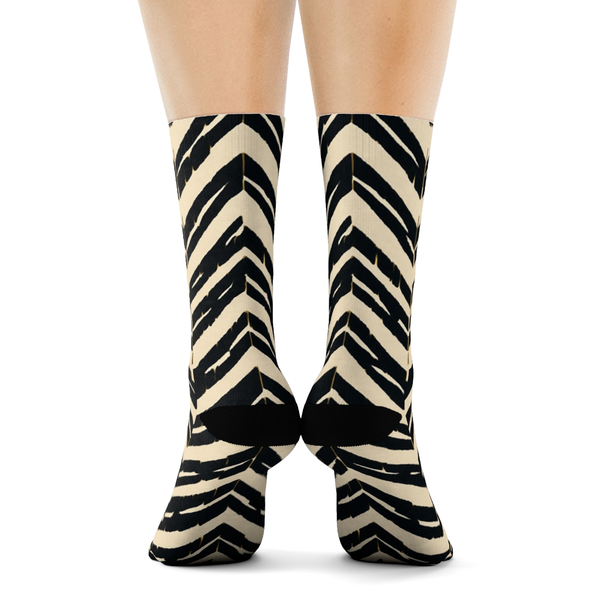 Broken Chevron Zebra On Warm Cream unique graphic crew socks