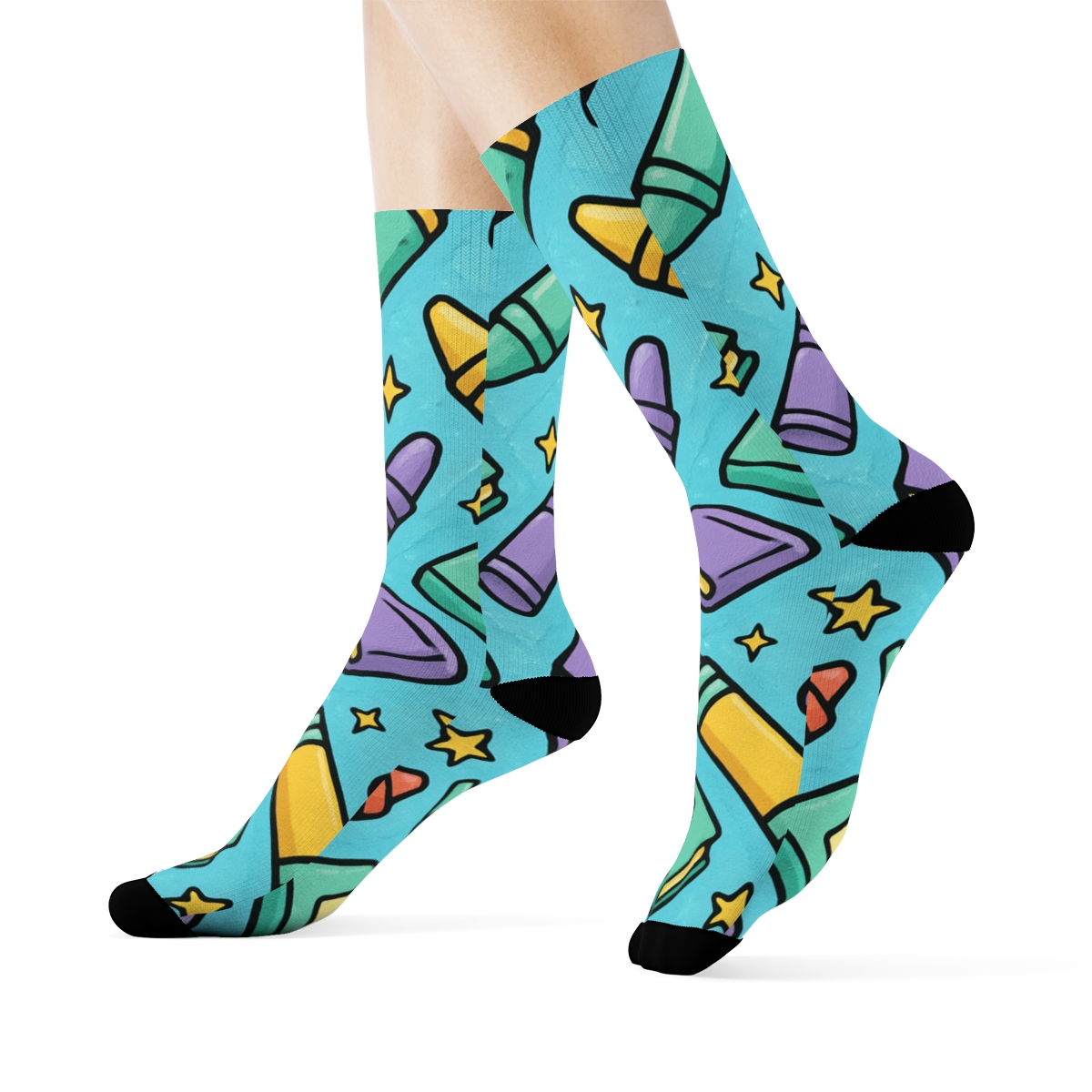 Crayon Constellations For The Childcare Worker premium sports crew socks