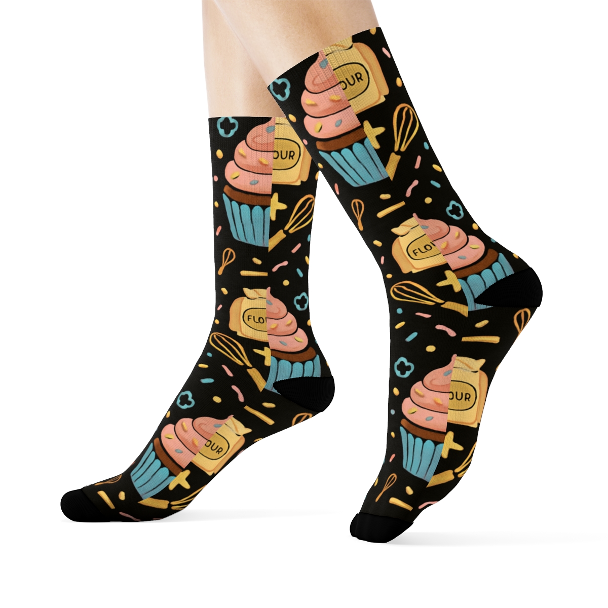Cupcake Parade Baker Crafted Pattern unique graphic crew socks