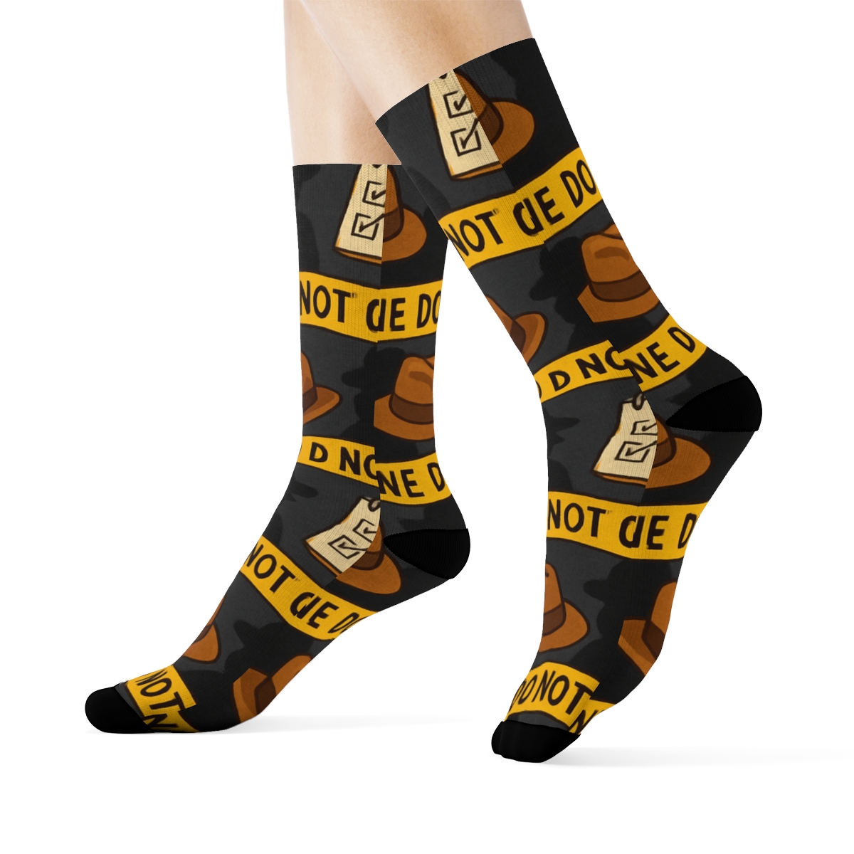 Police Detective Crime Tape Wave Grid stylish athletic crew socksPolice detective Crime Tape Wave Grid Crew Socks - Image 3