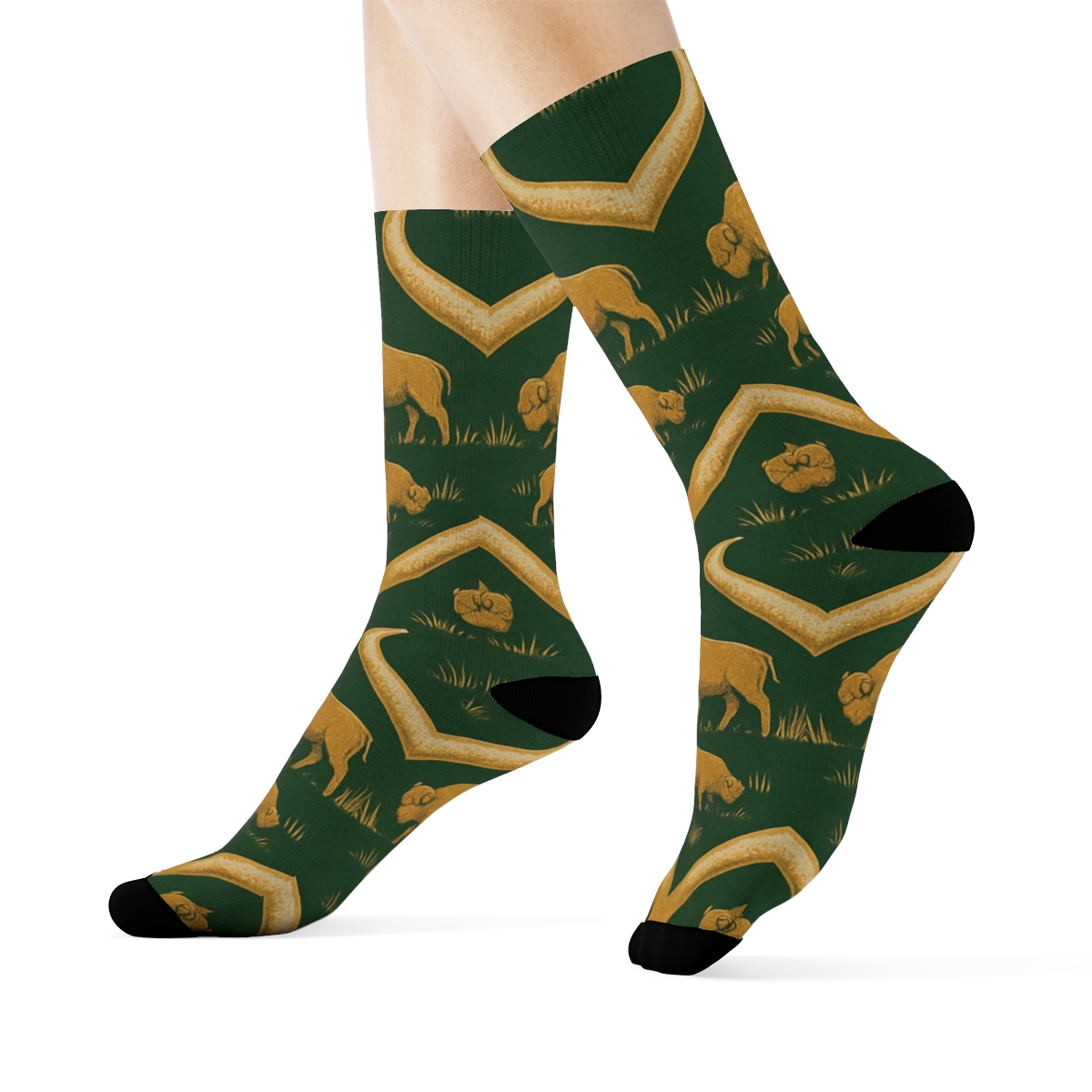 Bison Horn Chevron Poster Pattern comfortable cotton crew socks