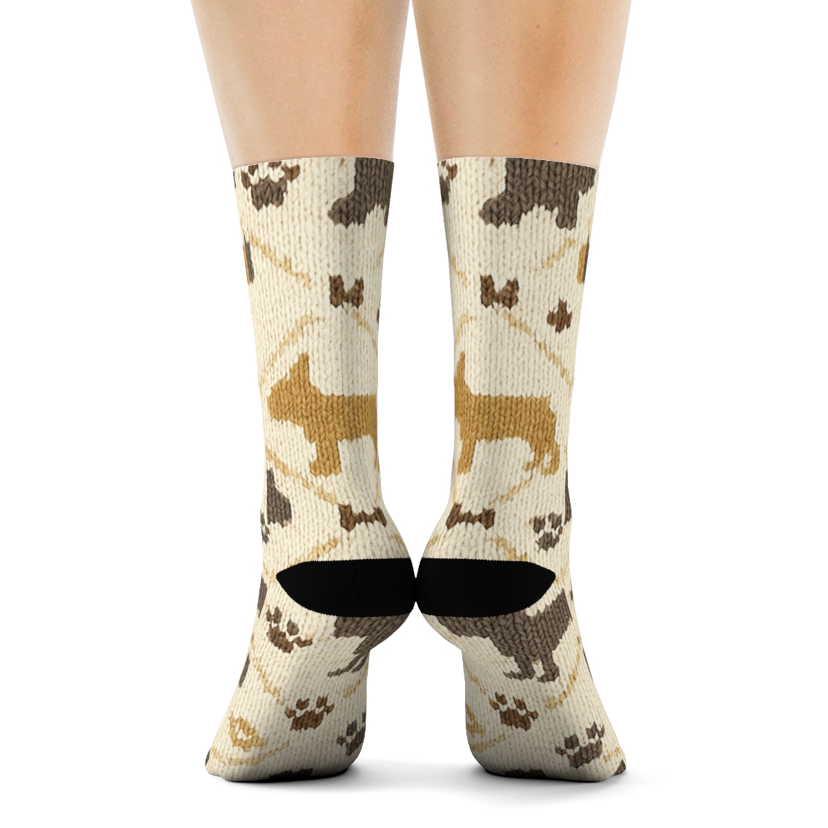 Knitted Brindle Bulldog Quilt Tessellation comfortable cotton crew socks