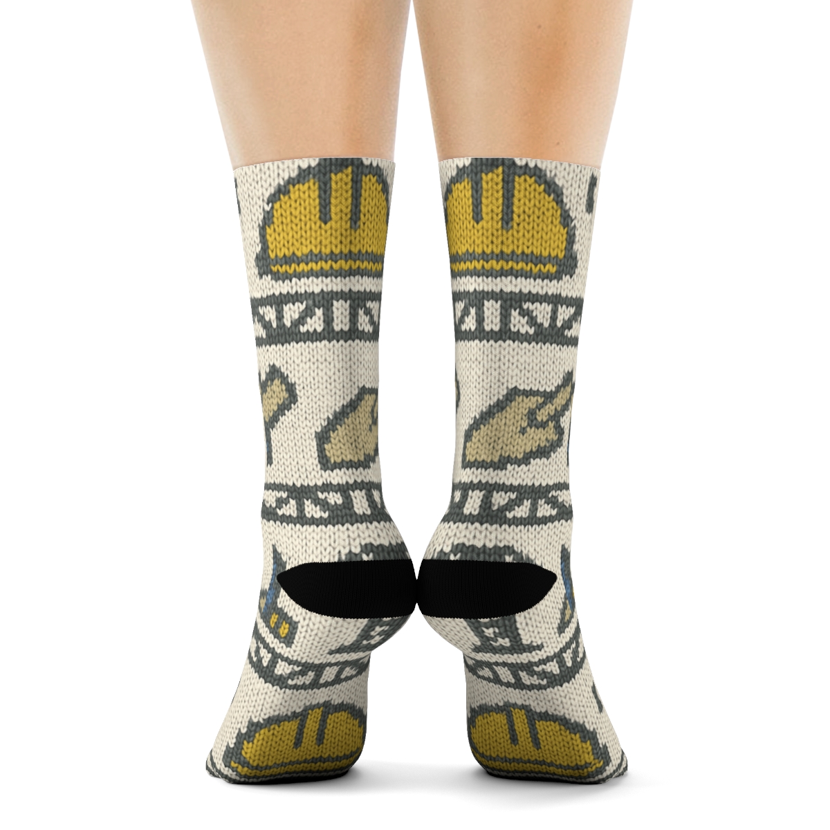 Knitted Pattern Illusion With Civil Engineer Tools stylish athletic crew socks
