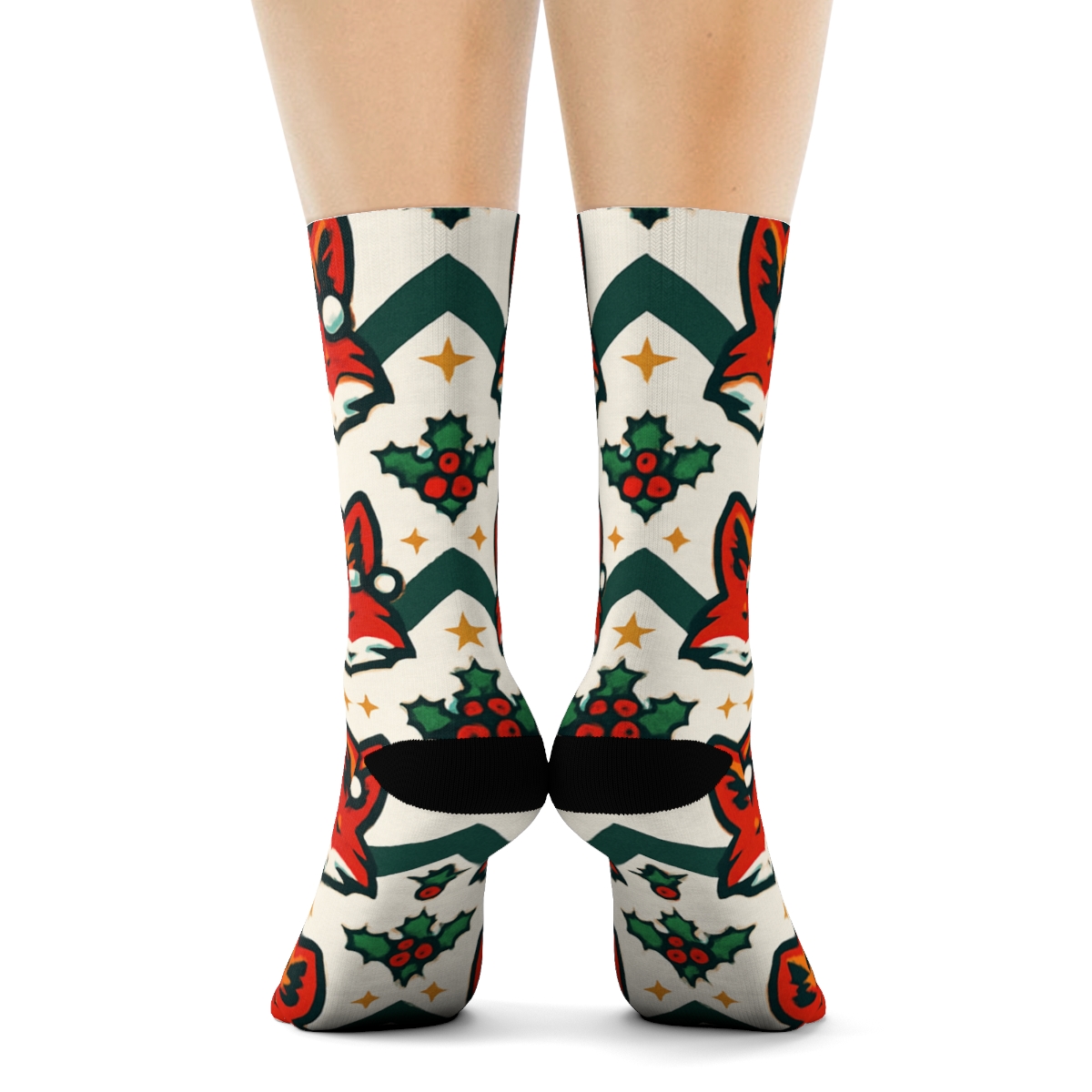 Festive Fox Chevron custom crew socks