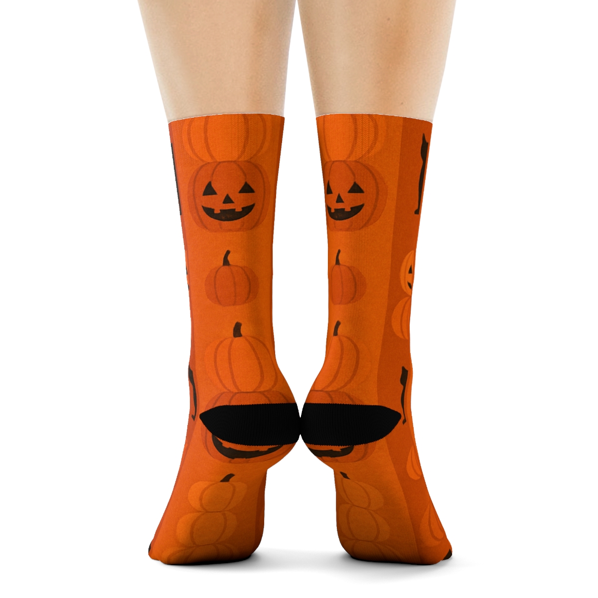 Pumpkin Stack Totem Columns On Orange Background stylish athletic crew socks