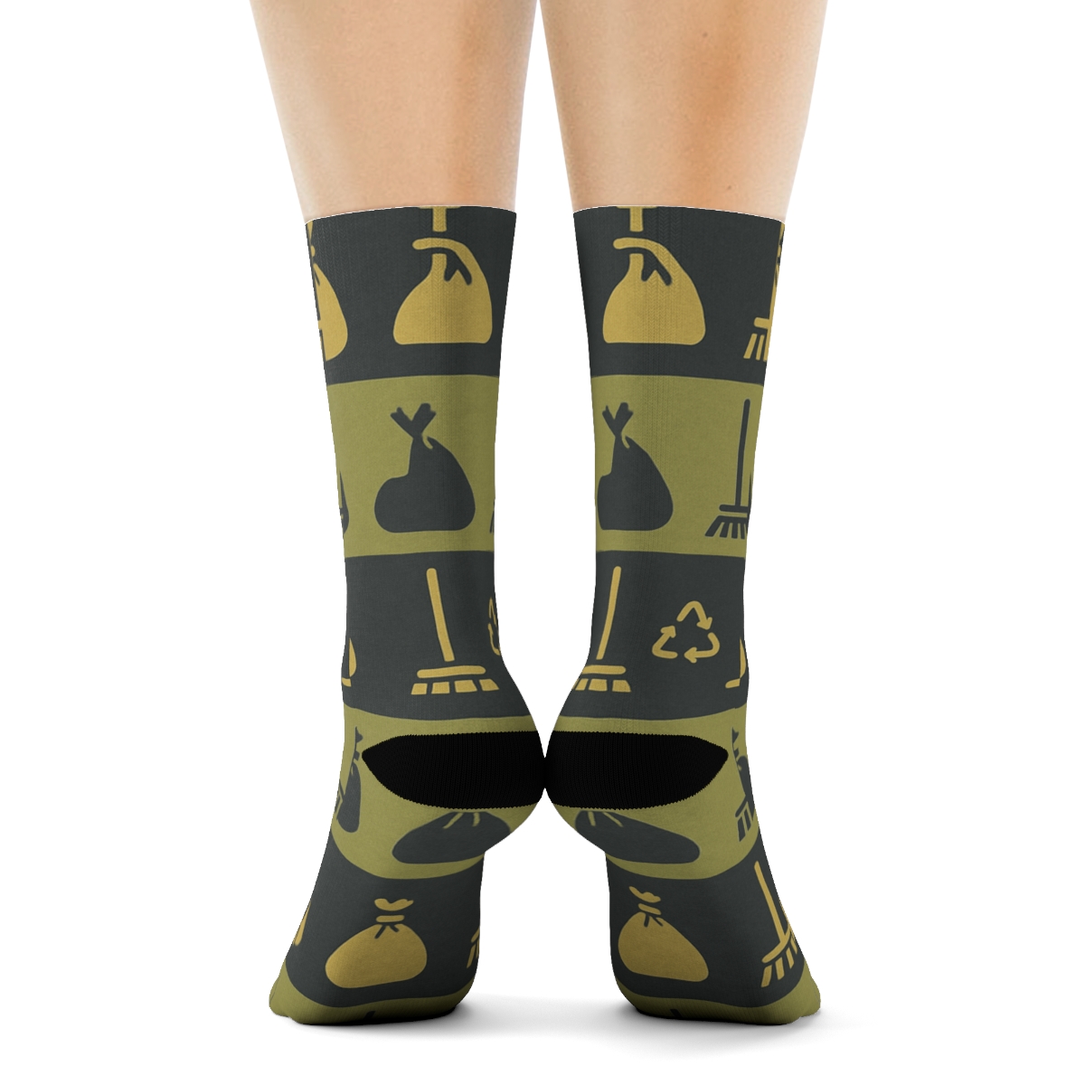 Urban Band Pattern With Garbage Collector Icons designer printed crew socks